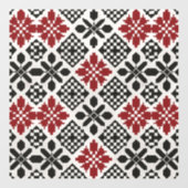 Red Black White Geometric Keffiyeh Folk Pattern ウィンドウサイン (シート)