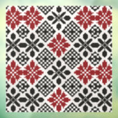 Red Black White Geometric Keffiyeh Folk Pattern ウィンドウサイン (シート3)