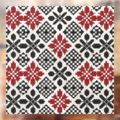 Red Black White Geometric Keffiyeh Folk Pattern ウィンドウサイン (シート2)