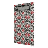 Red Black White Geometric Keffiyeh Folk Pattern ミニクリップボード (アングル2)