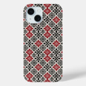 Red Black White Geometric Keffiyeh Folk Pattern  Case-Mate iPhoneケース (裏面)