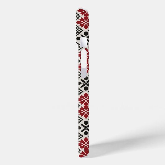 Red Black White Geometric Keffiyeh Folk Pattern  Case-Mate iPhoneケース (裏面 / 左)