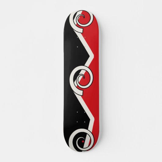 Red Black White Geometric Spiral スケートボード (正面)