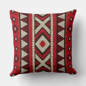 Red Black White Geometric Tribal Aztec クッション (裏面)