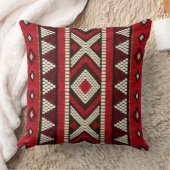 Red Black White Geometric Tribal Aztec クッション (ブランケット)