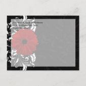 Red+Black+White Gerberaデイジー日付の保存 案内ポストカード (裏面)