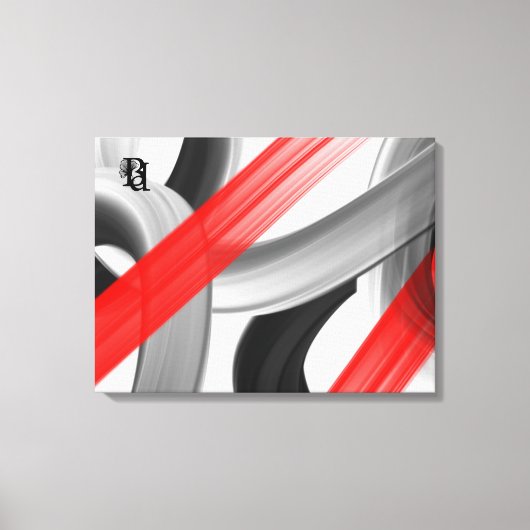 Red Black White Gray Abstract  キャンバスプリント (正面)