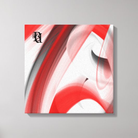 Red Black White Gray Abstract  キャンバスプリント (正面)