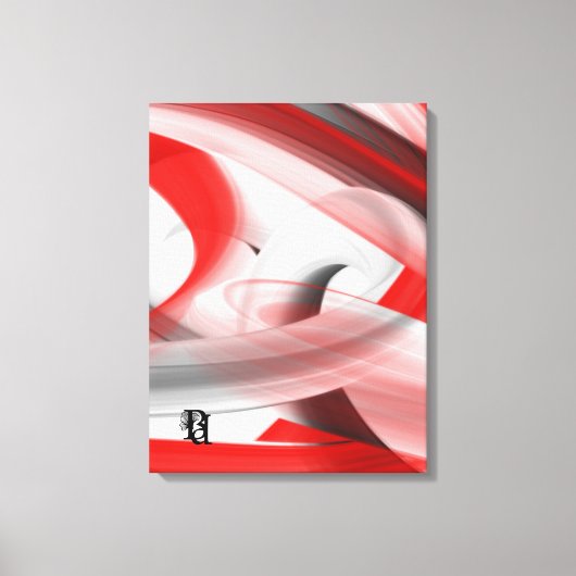 Red Black White Gray Abstract  キャンバスプリント (正面)