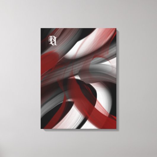 Red Black White Gray Abstract キャンバスプリント (正面)
