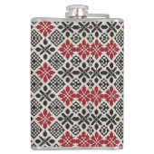 Red Black White Keffiyeh Folk Pattern Flask フラスク (裏面)