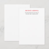 Red Black & White Minimalist Simple Plain Modern 出欠カード (正面/裏面)