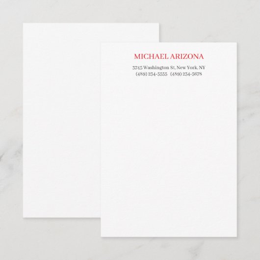 Red Black & White Minimalist Simple Plain Modern 出欠カード (正面/裏面)