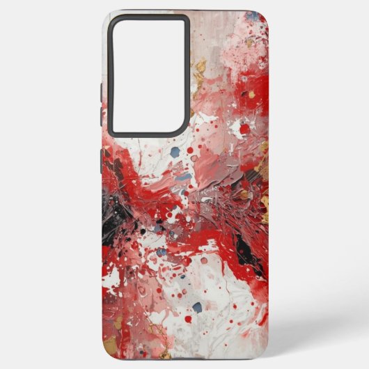 Red Black White Oil Paint Print Samsung Galaxyケース (裏面)