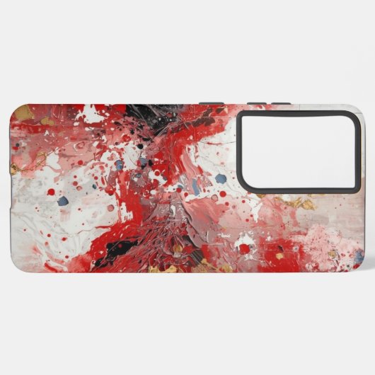 Red Black White Oil Paint Print Samsung Galaxyケース (左側面)