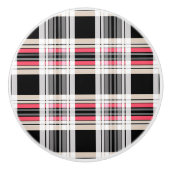 Red black white plaid セラミックノブ (正面)