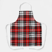 Red Black White Plaid Tartan Pattern Design  エプロン (正面)