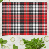 Red Black White Plaid Tartan Pattern Design  キッチンタオル (折り畳み)