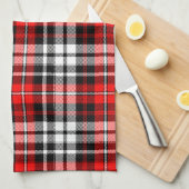 Red Black White Plaid Tartan Pattern Design  キッチンタオル (四つ折り)