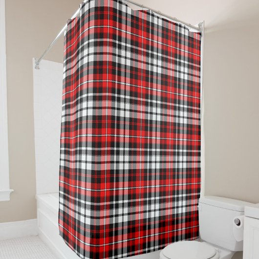 Red Black White Plaid Tartan Pattern Design  シャワーカーテン