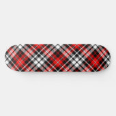Red Black White Plaid Tartan Pattern Design  スケートボード (横)
