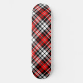 Red Black White Plaid Tartan Pattern Design  スケートボード (正面)