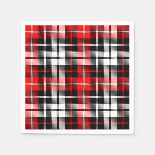Red Black White Plaid Tartan Pattern Design  スタンダードカクテルナプキン (正面)