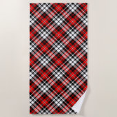 Red Black White Plaid Tartan Pattern Design  ビーチタオル (正面)
