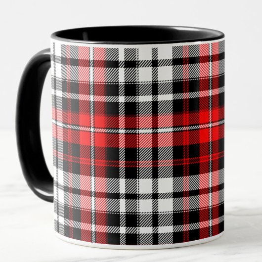 Red Black White Plaid Tartan Pattern Design  マグカップ