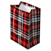 Red Black White Plaid Tartan Pattern Design  ミディアムペーパーバッグ (正面アングル)