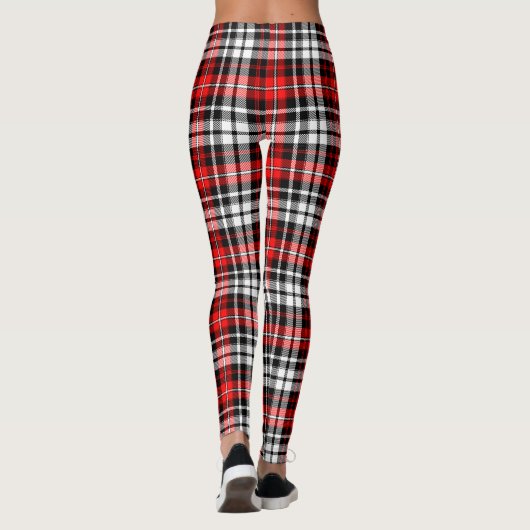 Red Black White Plaid Tartan Pattern Design レギンス (裏面)