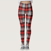 Red Black White Plaid Tartan Pattern Design レギンス (正面)