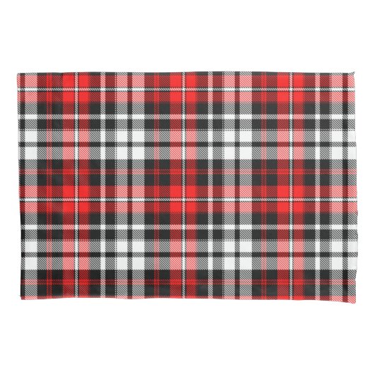 Red Black White Plaid Tartan Pattern Design  枕カバー (正面)