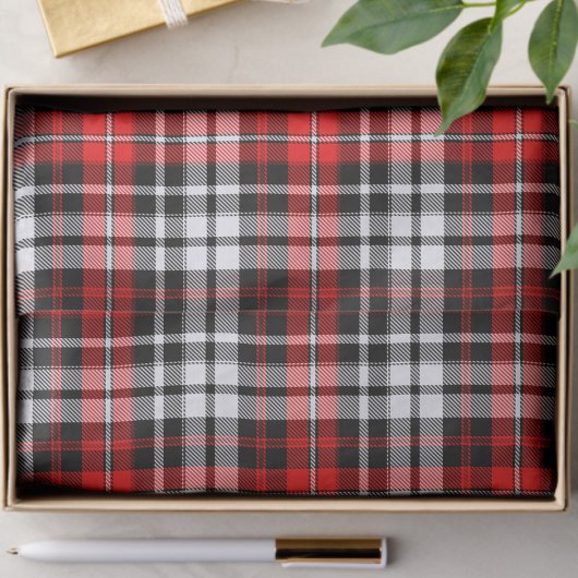 Red Black White Plaid Tartan Pattern Design 薄葉紙