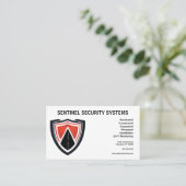 Red Black White Shield Security Protection 名刺 (スタンド正面)