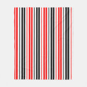 Red Black White Stripes Pattern Design フリースブランケット (正面)