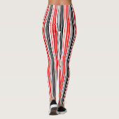 Red Black White Stripes Pattern Design  レギンス (裏面)