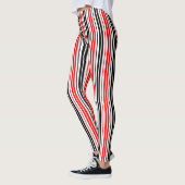Red Black White Stripes Pattern Design  レギンス (左)