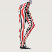 Red Black White Stripes Pattern Design  レギンス (右)