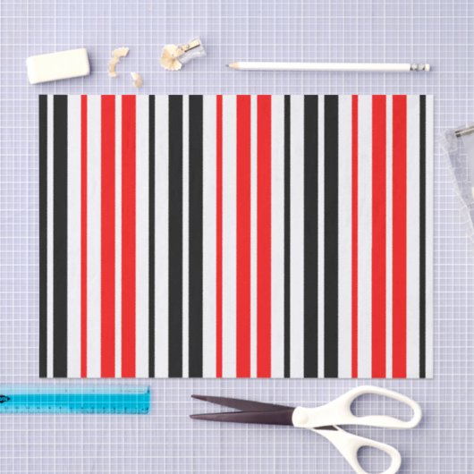 Red Black White Stripes Pattern Design  薄葉紙 (クラフト)