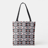 Red, Black & White Tribal Tapestry トートバッグ (裏面)