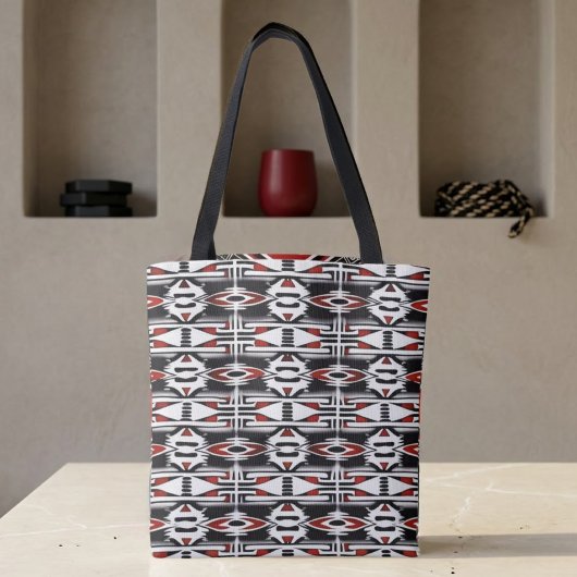 Red, Black & White Tribal Tapestry トートバッグ
