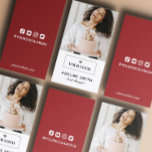 Red Blogger Influencerソーシャルメディア写真&ロゴ 名刺<br><div class="desc">フードブロガー、レシピクリエーター、インフルエンサーなどのシックな名刺をプロフィール写真やロゴと共に掲載。背面に、濃い赤の背景に黒でソーシャルメディアアカウントを追加。Freepik上のxvectorによるモックアップイメージ</div>
