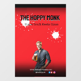 Red Blond Man Holding Beer Adult Pub Owners ウィンドウサイン