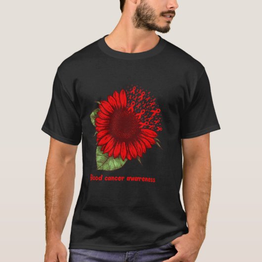 Red Blood Cancer Awareness Sunflower Gift Warrior  Tシャツ (正面)