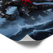 Red Blood Moon Armored Black Dragon Fantasy ポスター (角)