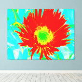 Red Bloom Abstraction キャンバスプリント (インサイチュ (ウッドフロア))