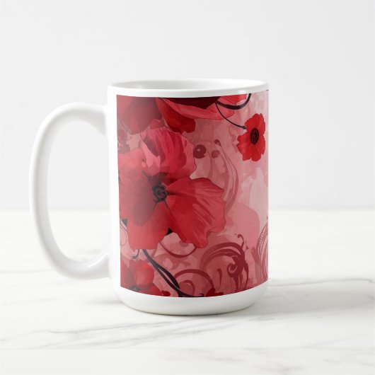 Red Bloom Symphony コーヒーマグカップ (左)