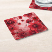Red Bloom Symphony スクエアペーパーコースター (アングル)