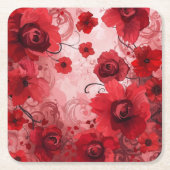 Red Bloom Symphony スクエアペーパーコースター (正面)